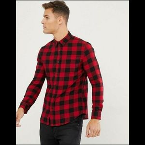 New Look Red Check Plaid Flannel Shirt